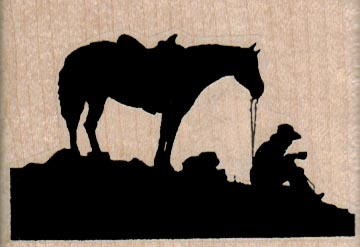 Cowboy & Horse Silhouette 2 1/2 x 1 3/4