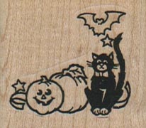 Cat, Bat And Pumpkins 1 1/2 x 1 1/4