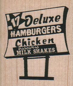 Deluxe Hamburgers Sign 1 3/4 x 2