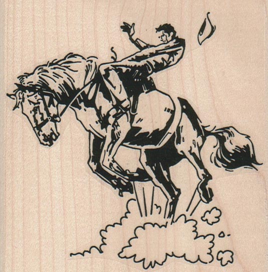 Bucking Horse And Rider 3 3/4 x 3 3/4