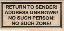 Return To Sender 1 1/4 x 2 1/4