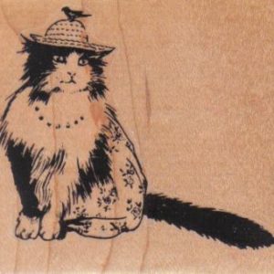 Cat With Bird On Hat 3 x 2 1/2-0