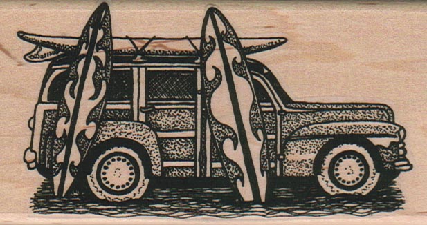 Woody Wagon With Surfboards 4 x 2 1/4