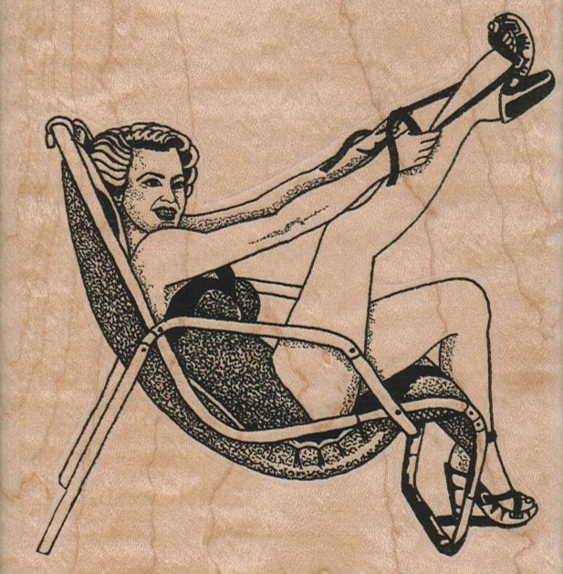 Lady Putting On Shoe In Chair 4 1/4 x 4 1/4