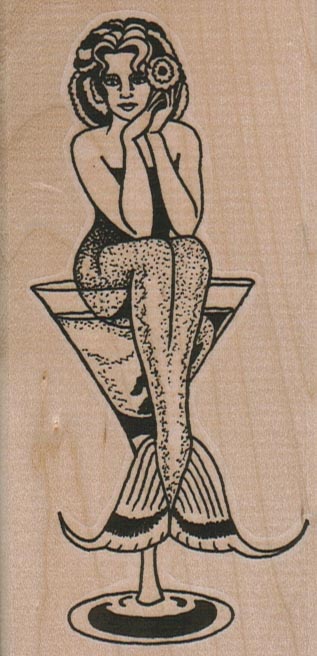 Mermaid In Cocktail Glass 2 1/4 x 4 1/2