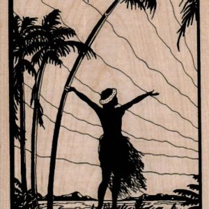 Hula Dancer With Palm Trees 4 1/2 x 5 3/4-0