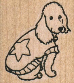 Poodle Dog With Star Sweater 1 1/2 x 1 1/2