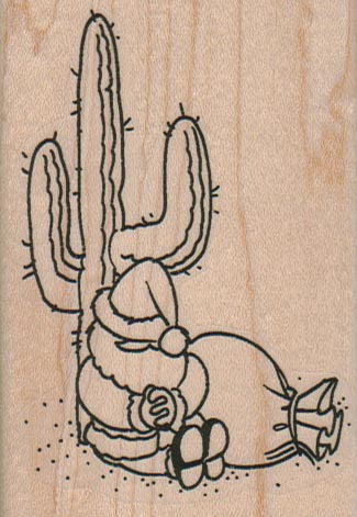 Santa Asleep By Cactus 2 1/4 x 3 1/4