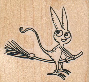 Bunny On Broom 2 1/2 x 2 1/4