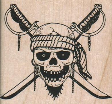 Skull Pirate With Swords 2 3/4 x 2 1/2