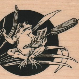 Frog Singing On Leaves 2 1/4 x 2 1/2-0