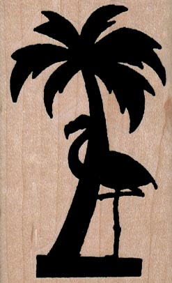 Flamingo And Palm Tree Silhouette 1 3/4 x 2 3/4