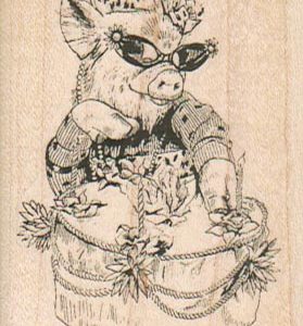 Pig With Birthday Cake 1 3/4 x 2 1/2-0