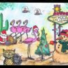 Santa Asleep By Cactus 2 1/4 x 3 1/4-33018
