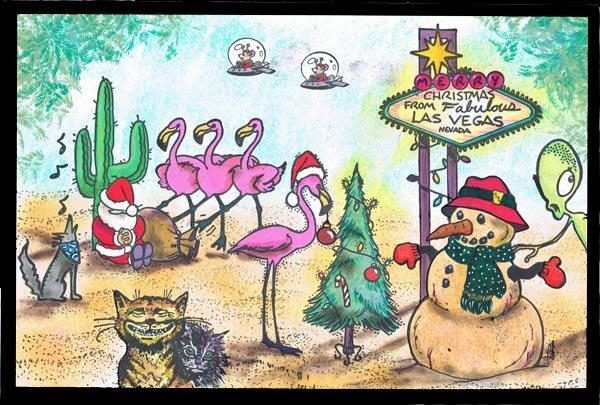 Santa Asleep By Cactus 2 1/4 x 3 1/4-33018