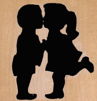 Kissing Couple Silhouette 3 3/4 x 4 1/4