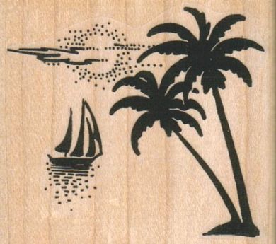 Palm Trees/SailBoat 2 1/4 x 2
