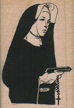 Nun With Gun And Rosary 1 3/4 x 2 1/2