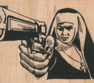 Nun With Big Gun 2 3/4 x 2-0
