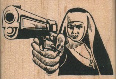 Nun With Big Gun 2 3/4 x 2