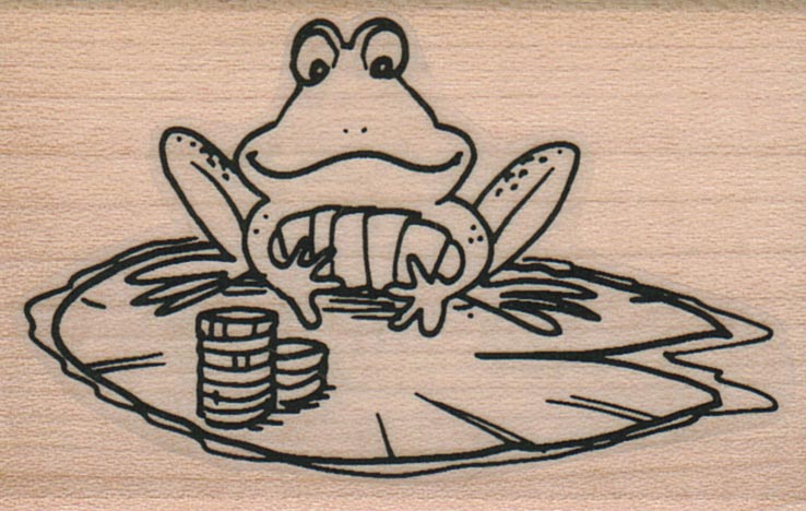 Poker Frog On LilyPad 1 3/4 x 2 1/2