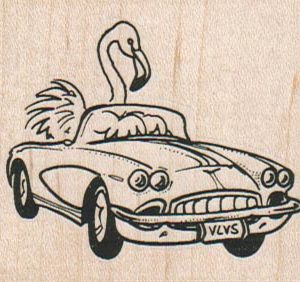 Flamingo Driving Car 2 1/4 x 2-0