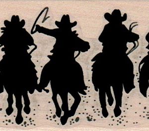 Five Cowboys Riding (Silhouette) 2 x 4-0