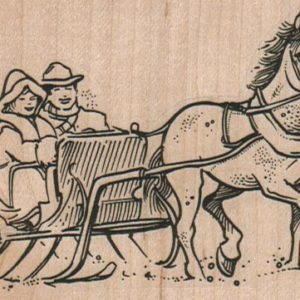 Couple in Horse-Drawn Sleigh 3 1/2 x 2 1/2-0