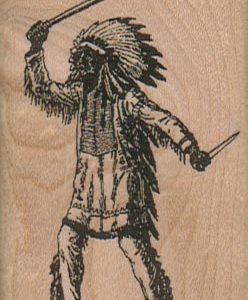 Indian Chief With Tomahawk 1 3/4 x 2 3/4-0