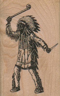 Indian Chief With Tomahawk 1 3/4 x 2 3/4