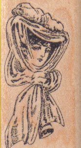 Lady In Bonnet & Scarf 1 1/4 x 2 1/4-0