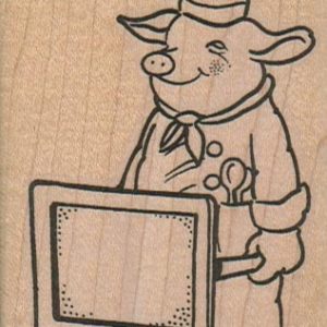 Pig Chef With Sign 2 1/4 x 3 1/4-0