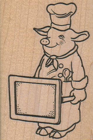 Pig Chef With Sign 2 1/4 x 3 1/4-0