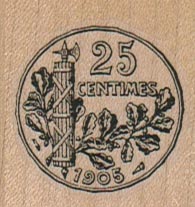 Coin 25 Centimes 1 1/2 x 1 1/2-0