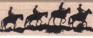 Four Riding Cowboys 1 x 2 3/4-0