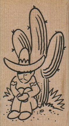 Sombero Man Under Cactus 1 3/4 x 3