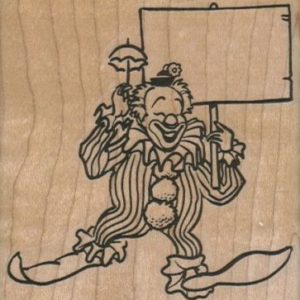 Clown With Sign 3 x 3-0