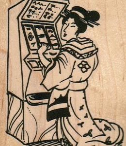 Geisha & Slot Machine 2 3/4 x 3 3/4-0