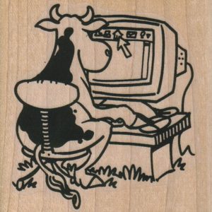 Cow At Computer 2 3/4 x 2 3/4-0