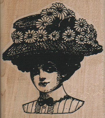 Victorian Lady/Flowered Hat 2 1/2 x 2 3/4