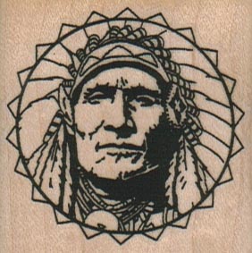 Indian Chief Head/Circle 2 x 2