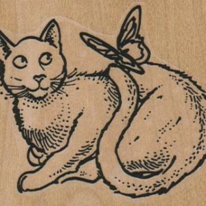 Cat With Butterfly On Tail 2 3/4 x 2 1/4-0