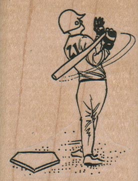 Baseball Player Swinging Bat 2 x 2 1/2