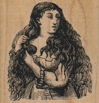 Lady With Long Hair 2 1/4 x 2 1/4
