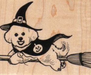 Bichon Witch On Broom 4 x 2 1/2-0