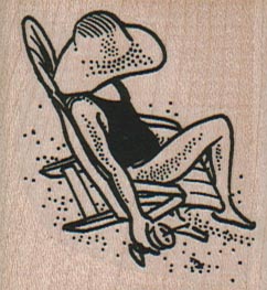 Drinking Woman In Lawn Chair 1 3/4 x 1 3/4