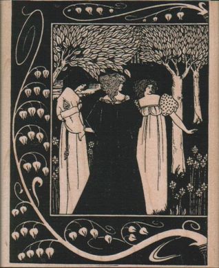 Art Nouveau  Ladies/Trees 3 1/2 x 4 1/4