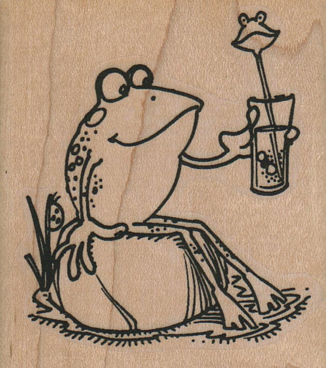 Frog With Drink 2 1/4 x 2 1/2