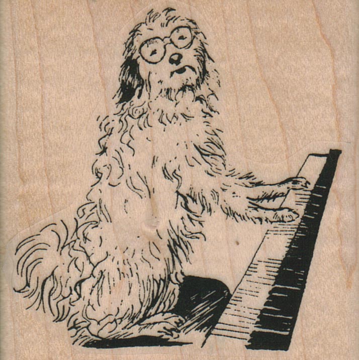 Dog Playing Piano 2 1/2 x 2 1/2