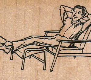 Man Relaxing In Chair 3 3/4 x 2 3/4-0